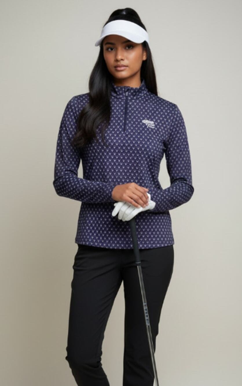 CALLAWAY GOLF WOMENS MEDIUM NAVY QUARTER ZIP PULLOVER SWING TECH TORREY PINES